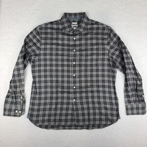 Joseph Abboud Shirt Mens XL Black Brown Gray Plaid Non Iron Dress Button Up‎